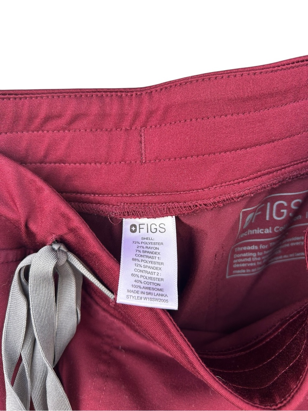 FIGS Woman’s Zamora Scrub Jogger Pant - PO #1777 Burgundy - Size Medium - Picture 6 of 11